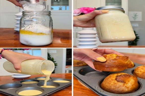 fluffy yogurt muffins without baking powder in muffin tin and hand-held
