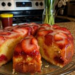 Homemade moist strawberry pineapple pound cake with glaze
