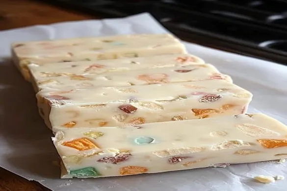 Creamy White Chocolate Fudge with colorful candied fruits – an easy no-bake holiday dessert that’s perfect for gifting or sharing.