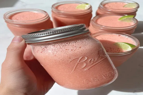 Backporch Punch in mason jars with lime garnish