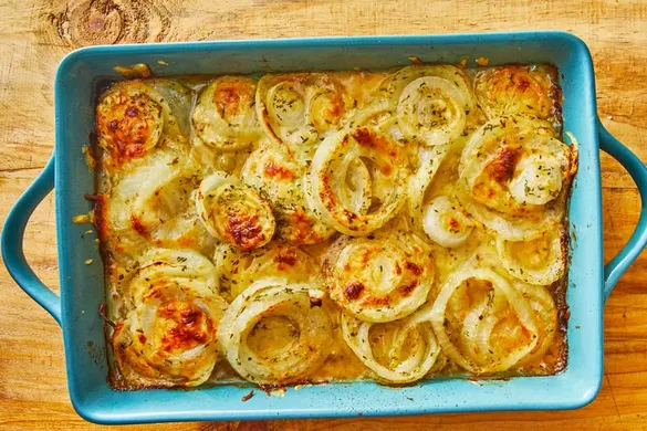 Tennessee Onions casserole baked golden and cheesy